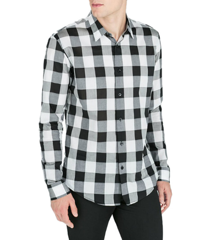 Dark White Gray Mens Flannel Shirt USA