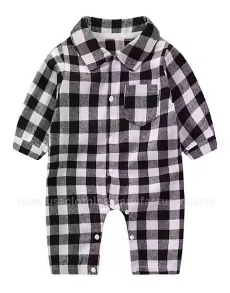 100% Cotton Plaid Flannel Baby Romper Wholesale USA