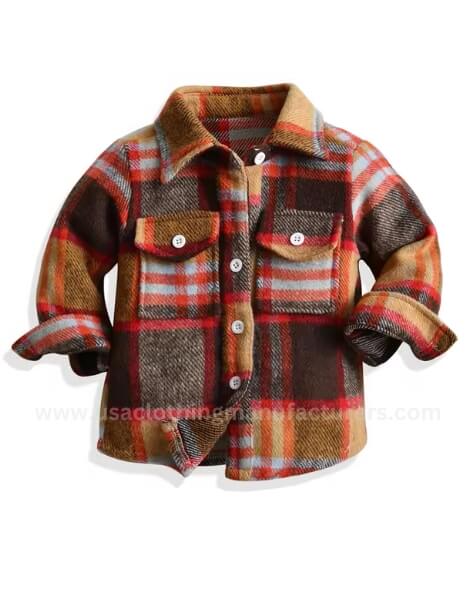 Baby Girls Long Sleeve Fleece Flannel Shirt USA