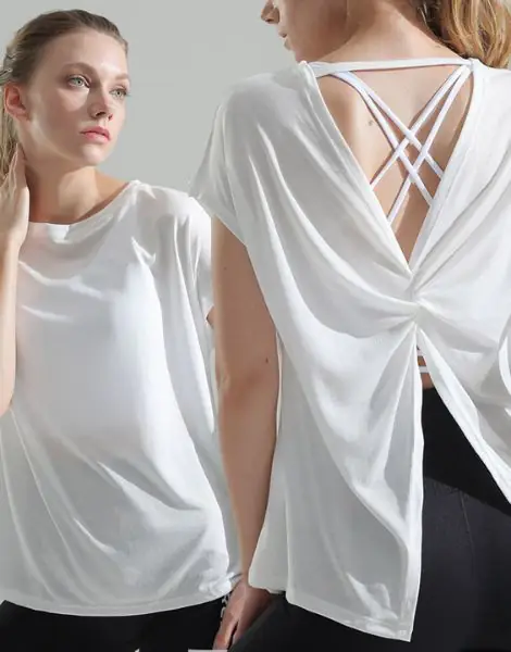 Crew Neck Backless Short Sleeve Ladies T-Shirts USA