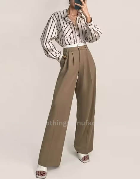 Custom High Waist Wide Leg Pant Trouser for Women