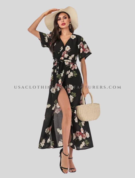 Black Floral Printed Maxi Dress