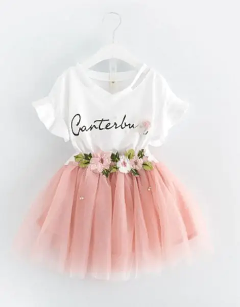 2 Piece T-Shirt And Skirt Baby Girls Set Wholesale