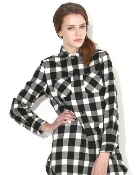 Double Pocket Women Flannel Shirt Wholesale
